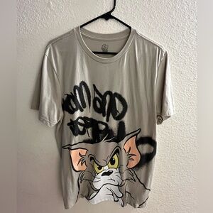 Tom & Jerry Graffiti Grey T Shirt Pull & Bear Size L New